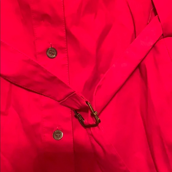 ANTHROPOLOGIE PREMISE BUTTON DOWN SHIRT DRESS BELT RED SZ 2 - Picture 4 of 8